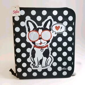Justice French Bulldog Love Girl Power Polka Dot - Zip 3 Ring Binder & 2 Folders